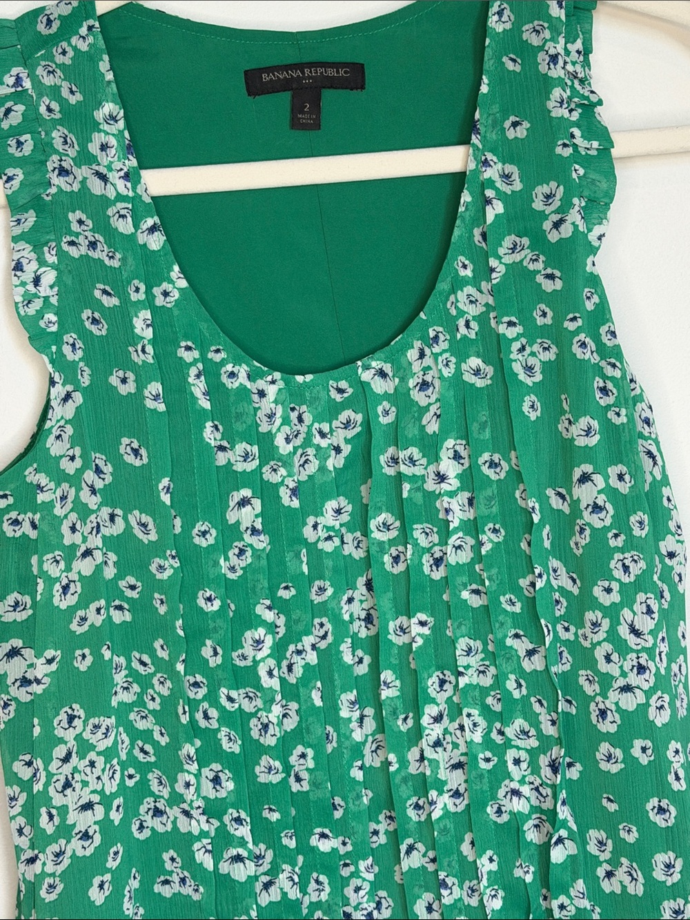 Banana Republic Green Floral Pleated Midi Dress - Picture 3 of 6